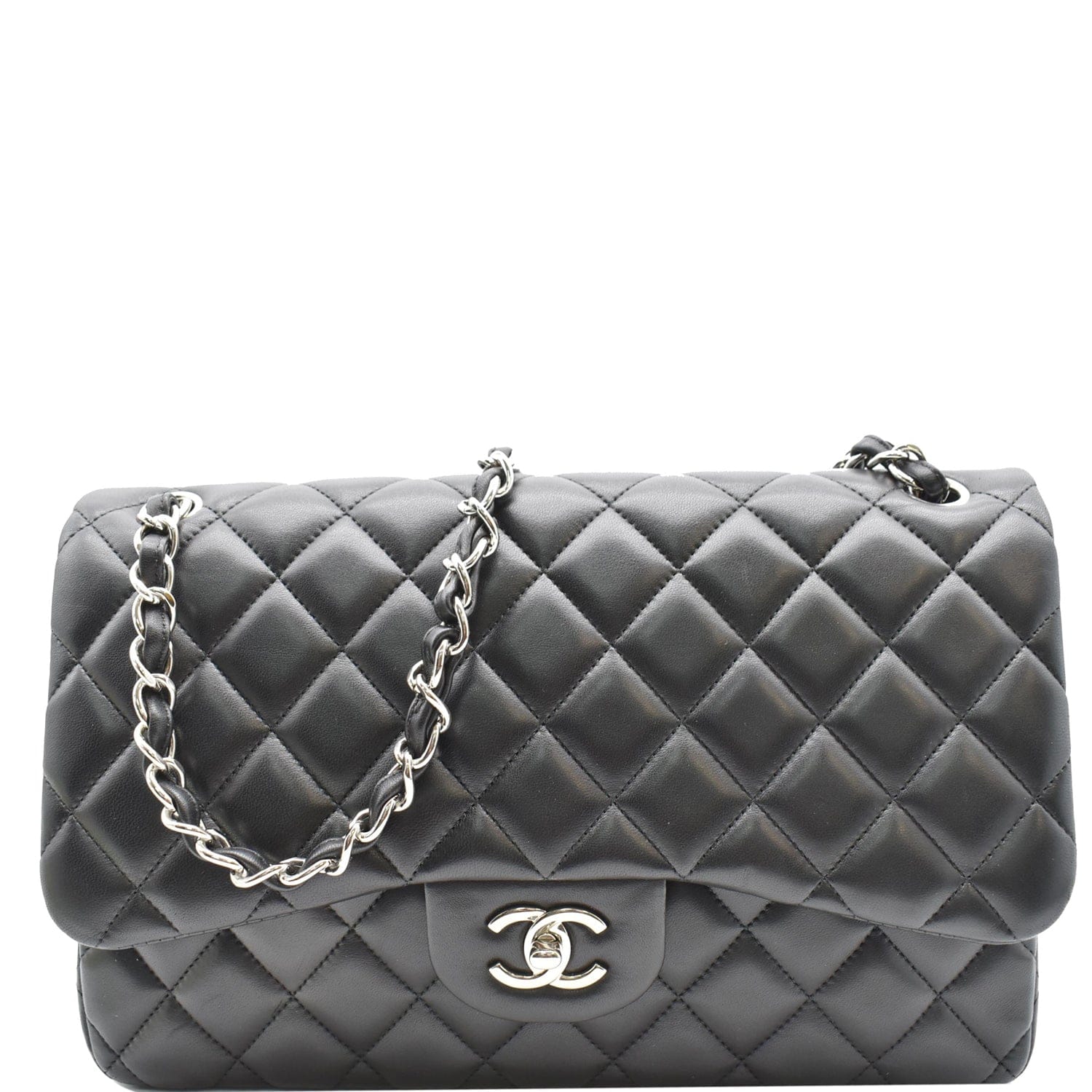 Chanel Black Leather Jumbo Classic Double Flap Bag Chanel
