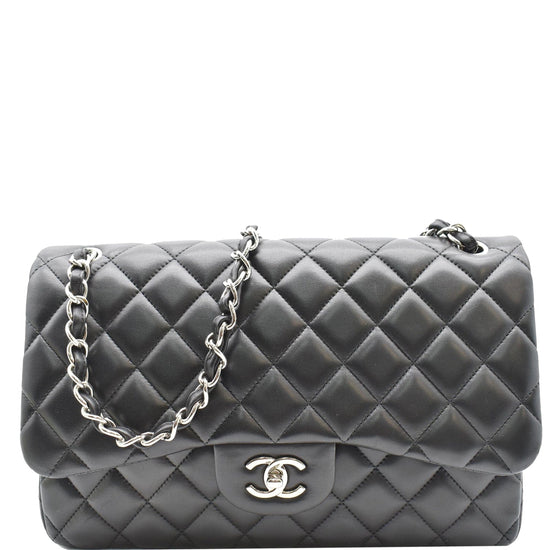 Black Chanel Jumbo Classic Lambskin Double Flap Shoulder Bag – Designer  Revival