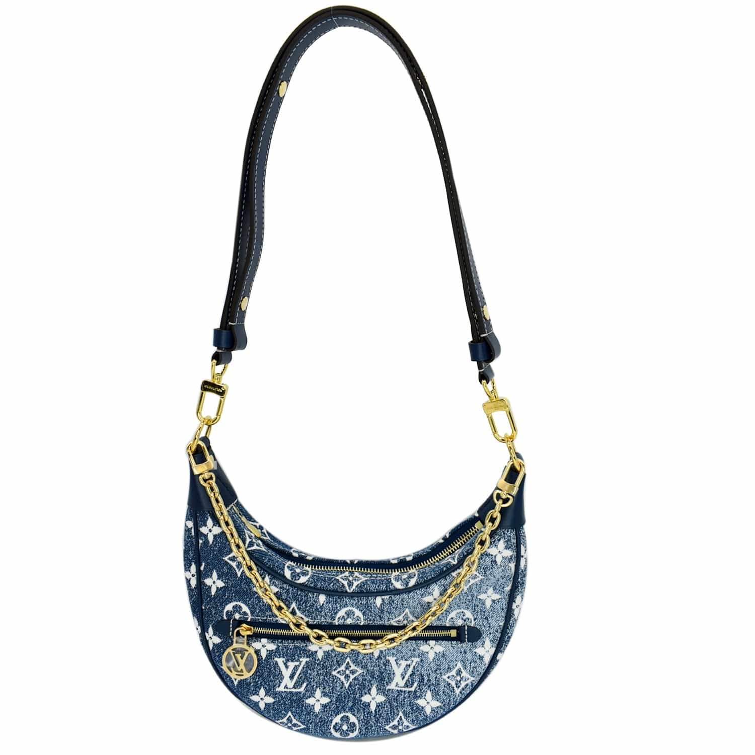 Louis Vuitton Loop Baguette Handbag Denim Jacquard Navy Blue