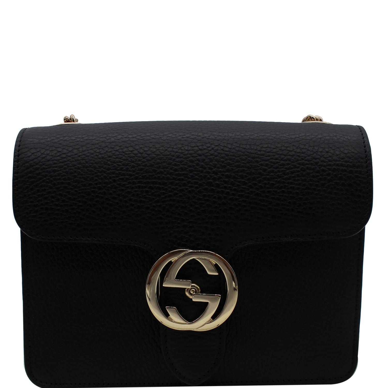 Interlocking leather handbag Gucci Black in Leather - 29102288
