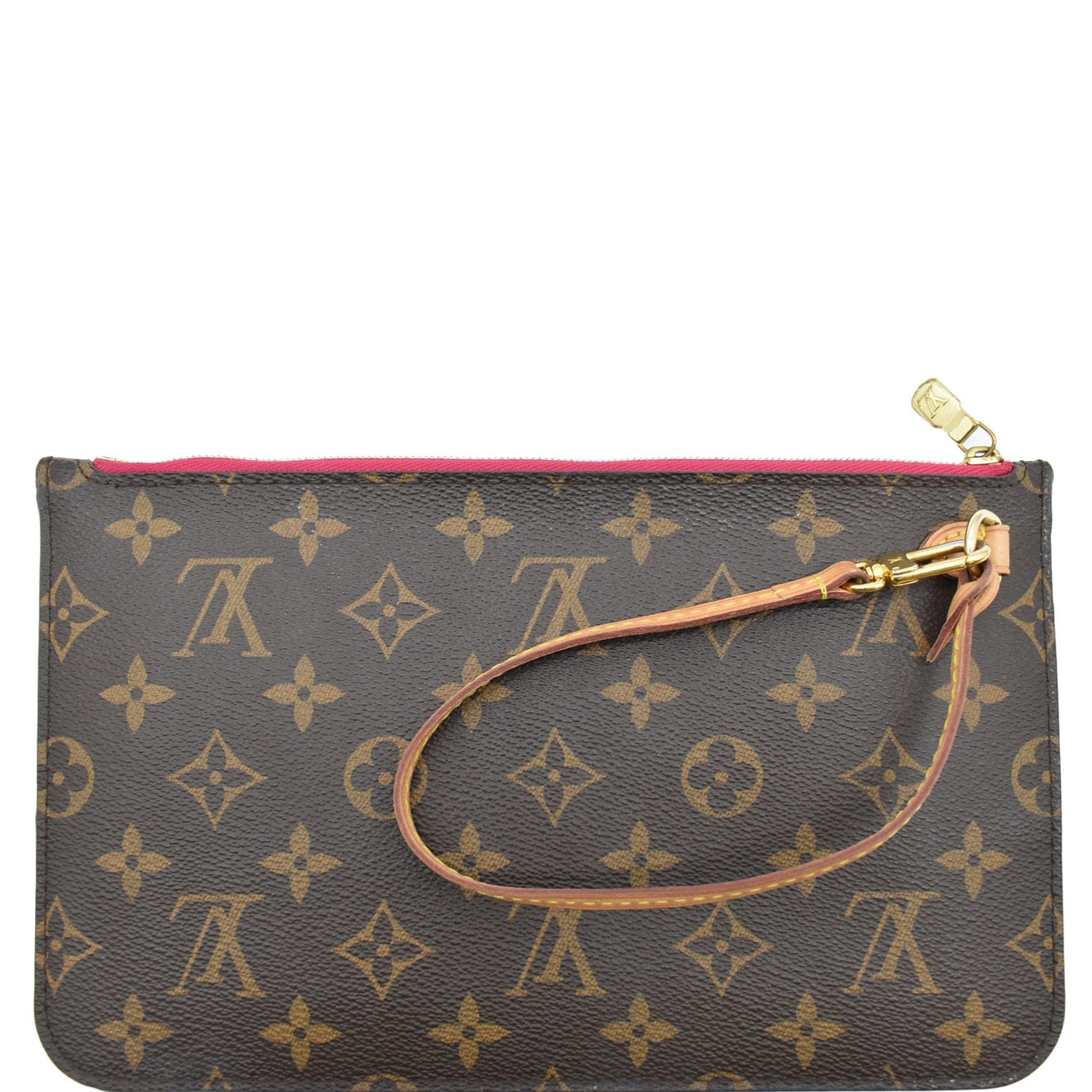 LOUIS VUITTON Neverfull MM Monogram Canvas Pochette Wristlet Pouch Bro