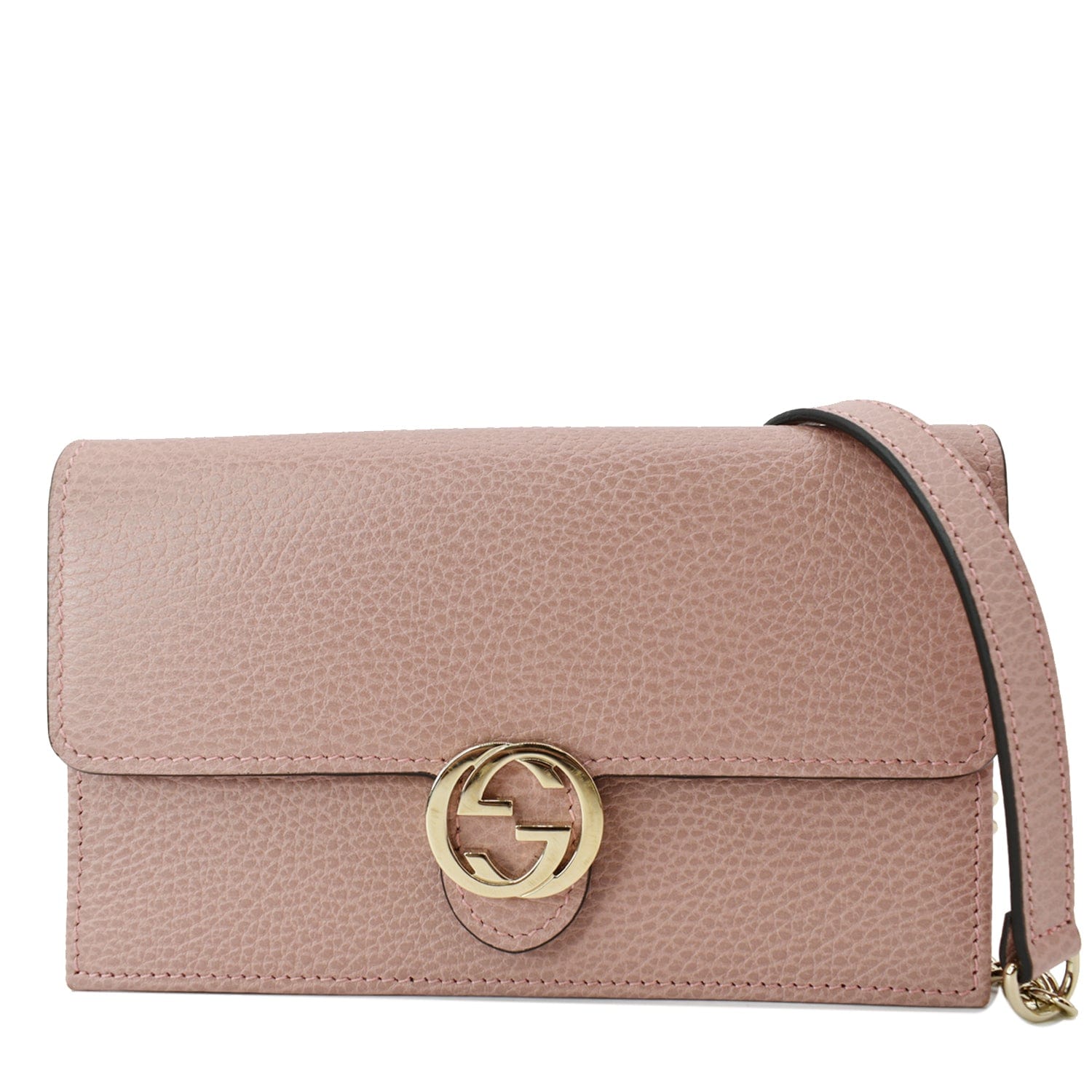 GUCCI Dollar Calfskin Interlocking G Shoulder Bag Loess