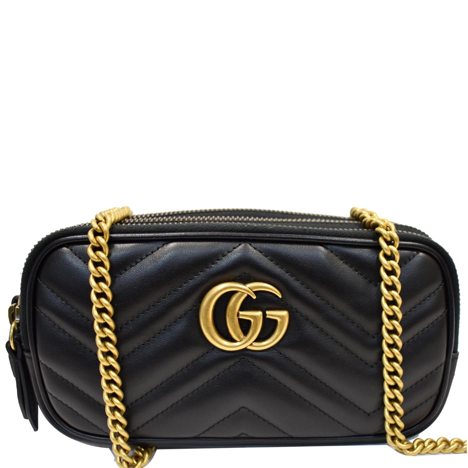 GG Marmont mini chain bag in light grey leather