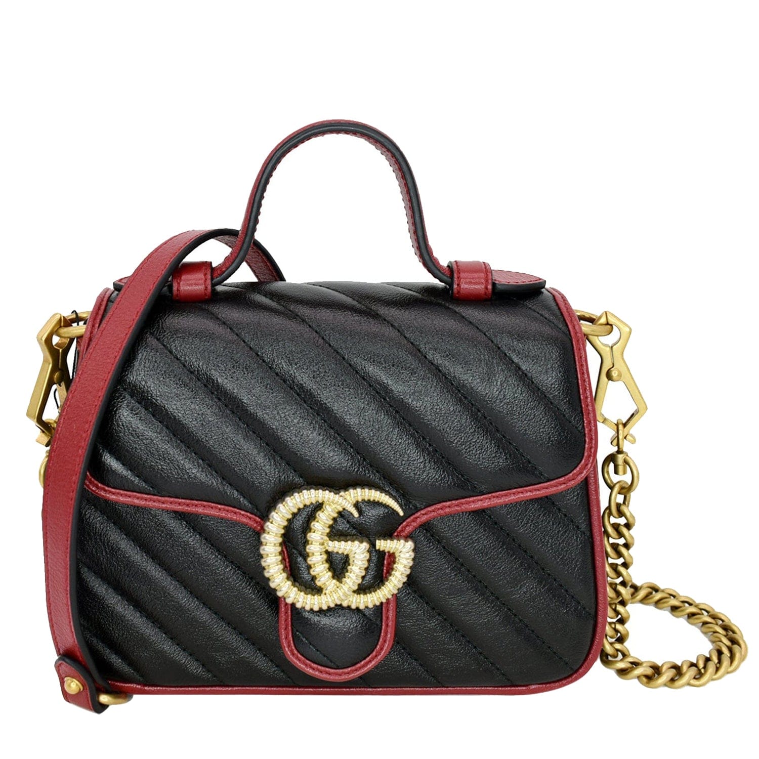 Gucci Matelasse Leather Torchon GG Marmont Mini Top Handle Bag