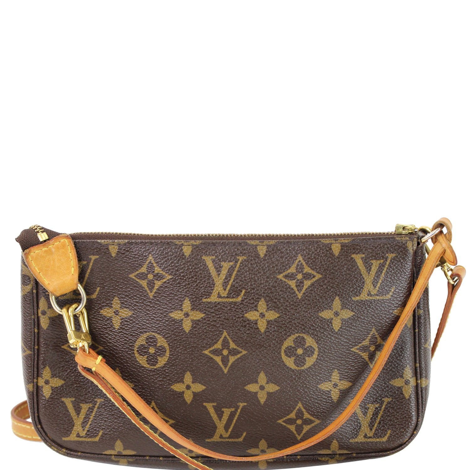 LOUIS VUITTON Mini Pochette Monogram Canvas Accessoires Pouch Brown