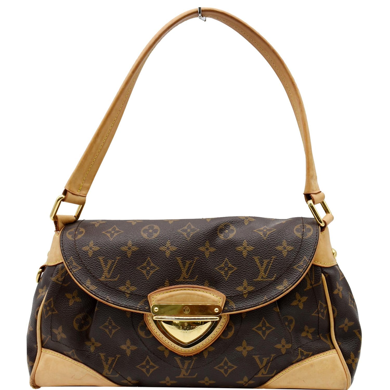 LOUIS VUITTON Beverly MM Monogram Canvas Satchel Bag Brown