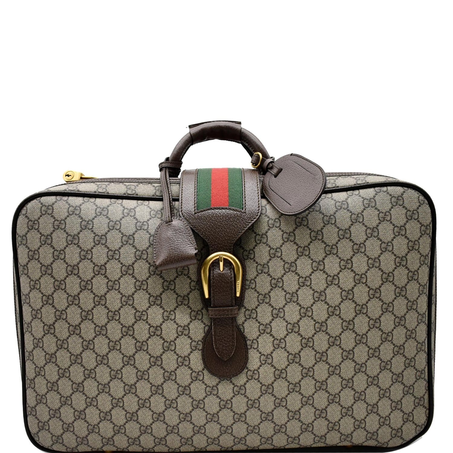 Gucci Beige/Brown GG Supreme Canvas and Leather Vintage Duffel Bag Gucci