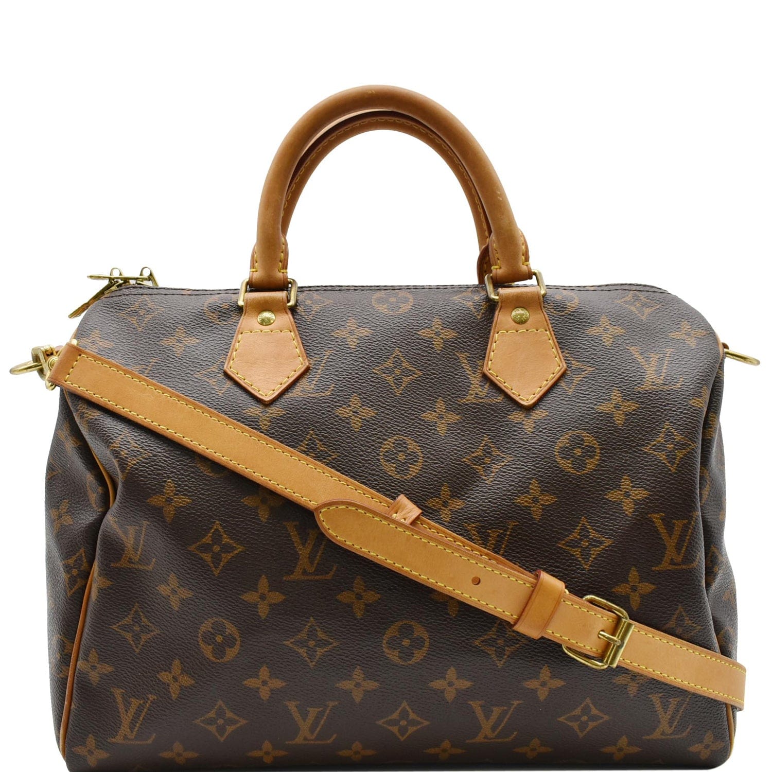 LOUIS VUITTON Speedy 30 Bandouliere Monogram Canvas Shoulder Bag Brown