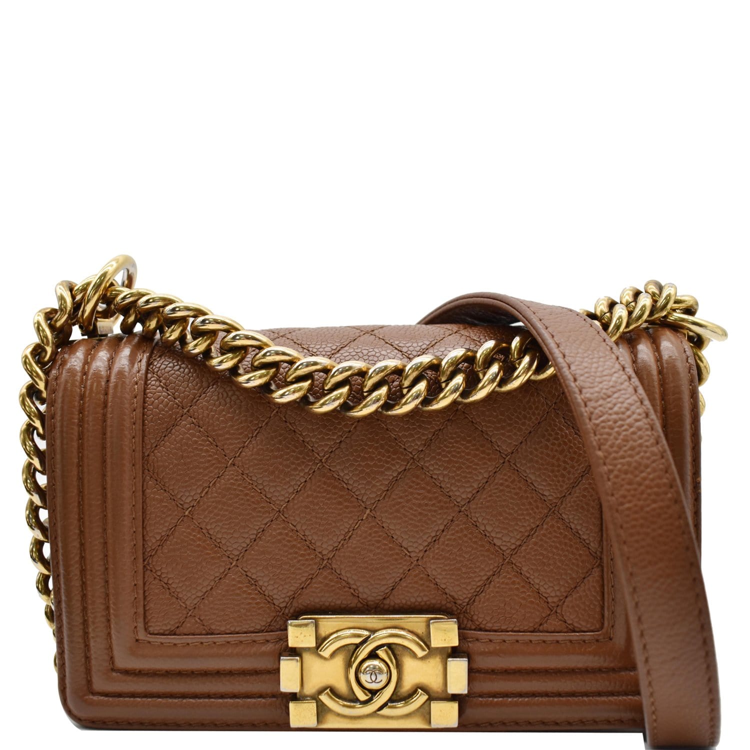 Chanel Small Boy CC Chain Leather Shoulder Bag - DDH