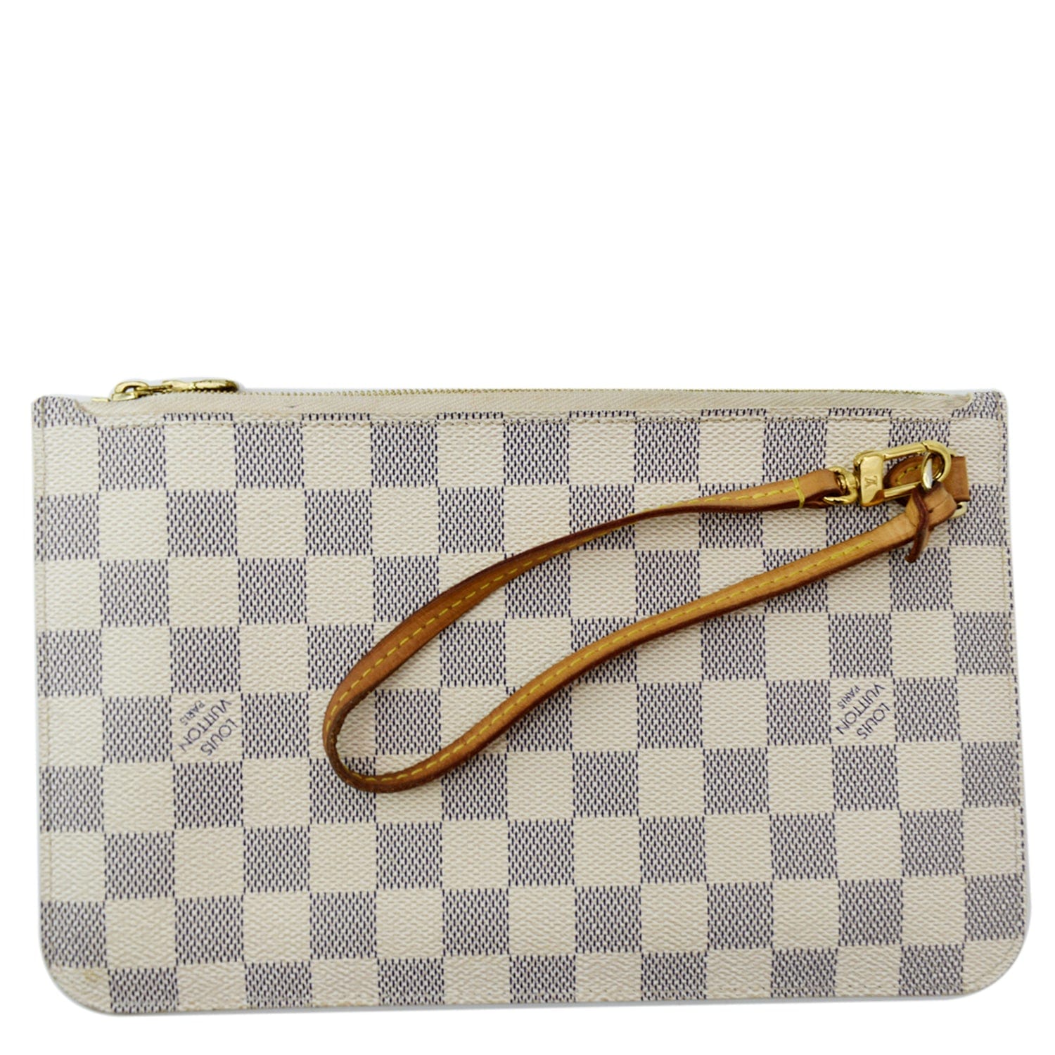 Louis Vuitton Neverfull Pouch White Canvas Clutch Bag (Pre-Owned