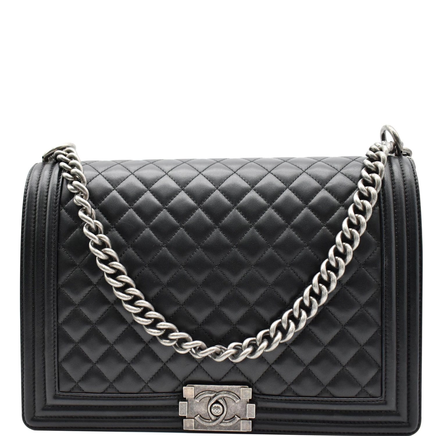 White Chanel Medium Quilted Boy Flap Bag