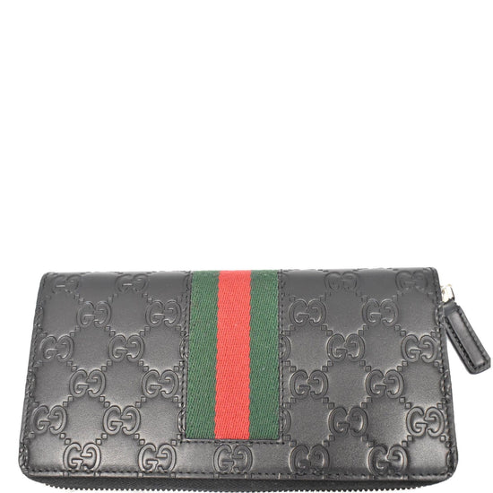 Gucci Navy Blue Leather Guccissima Web Stripe Long Zip Wallet 408831 –  Queen Bee of Beverly Hills