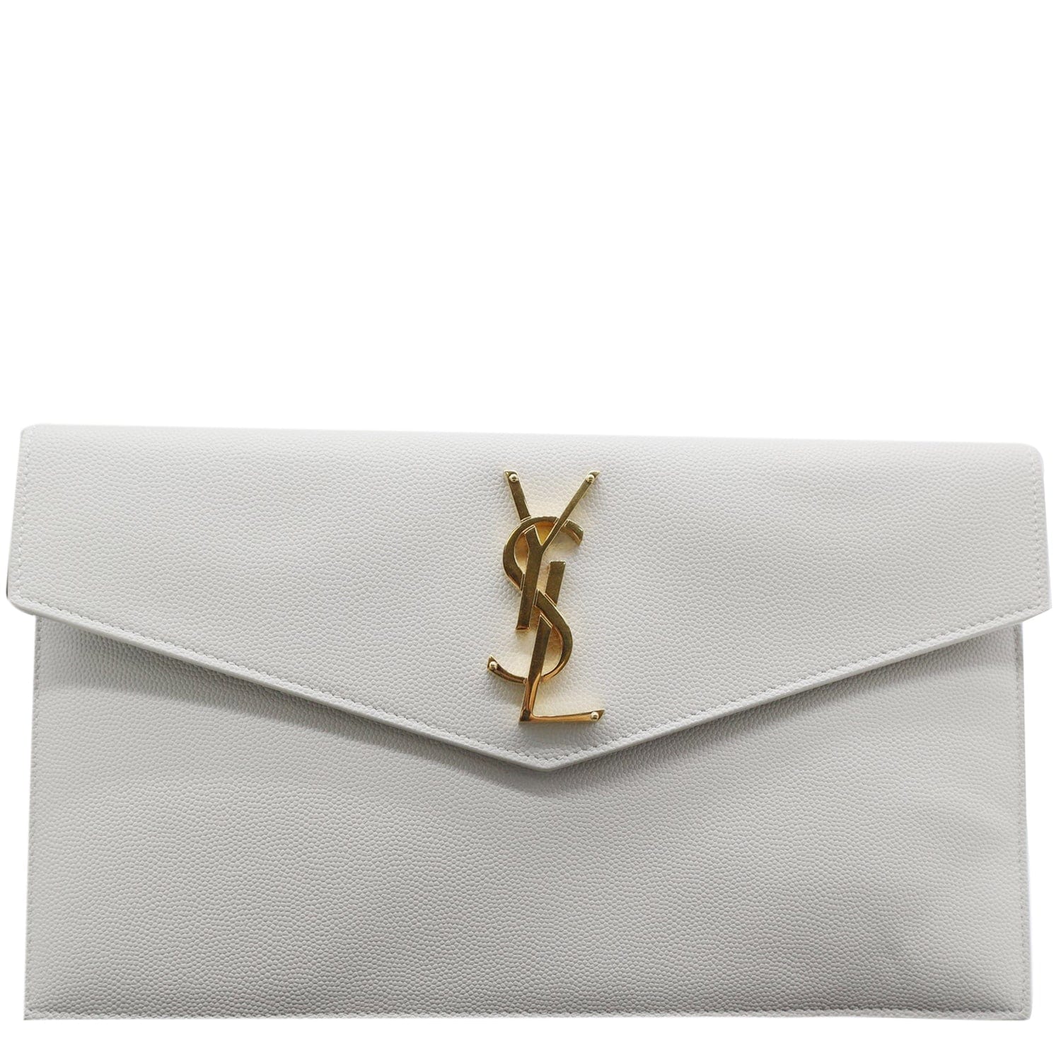 Uptown leather clutch bag Saint Laurent White in Leather - 32621224