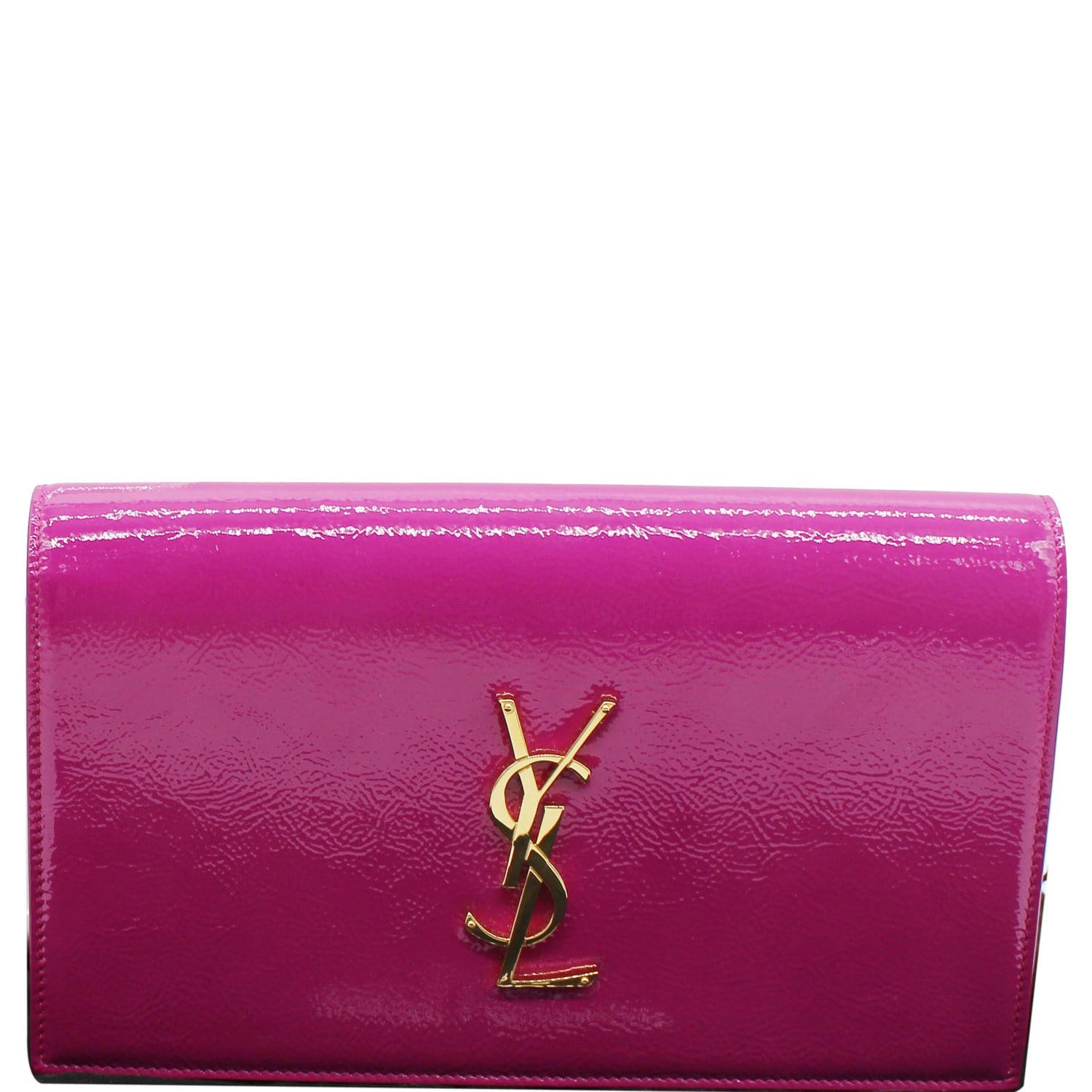 Yves Saint Laurent Patent Leather Women's Clutch Bag Black Pink