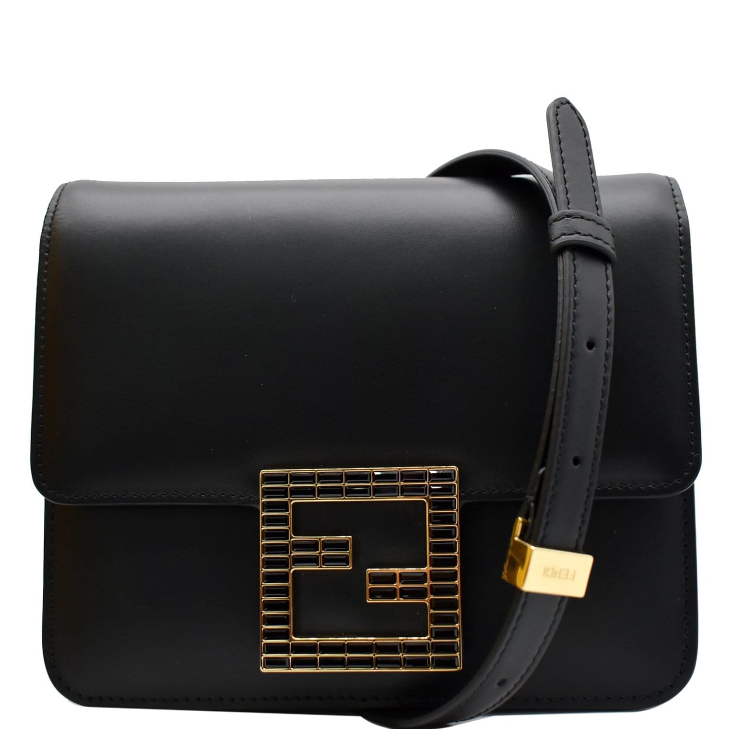 Fendi Black Leather Pochette Crossbody Bag Fendi