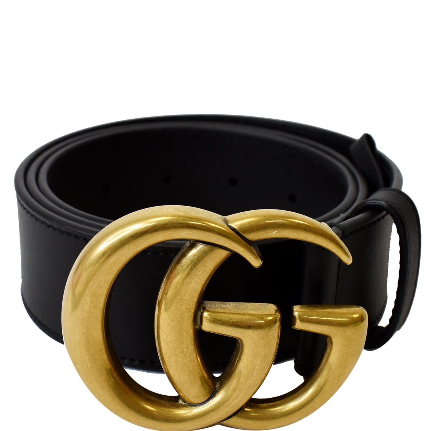 Gucci Men's Leather Belt with Double G Buckle