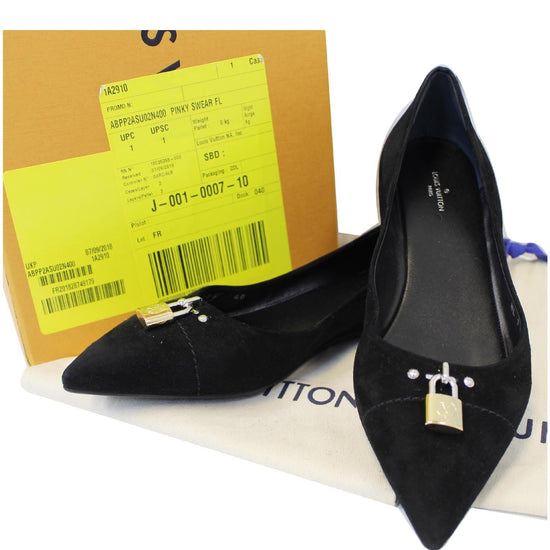 Louis Vuitton Black Suede 'Lou' Crystal Embellished Bow Detail Ballet Flats  Size 37 Louis Vuitton