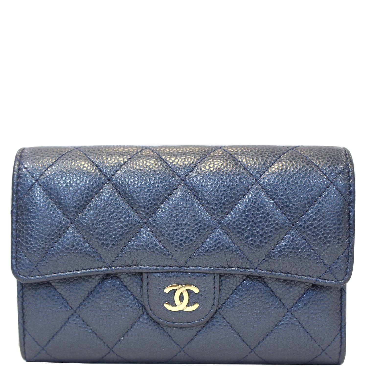 Chanel Large Blue Caviar CC Logo Timeless Flap Wallet 819ca78W, Women's