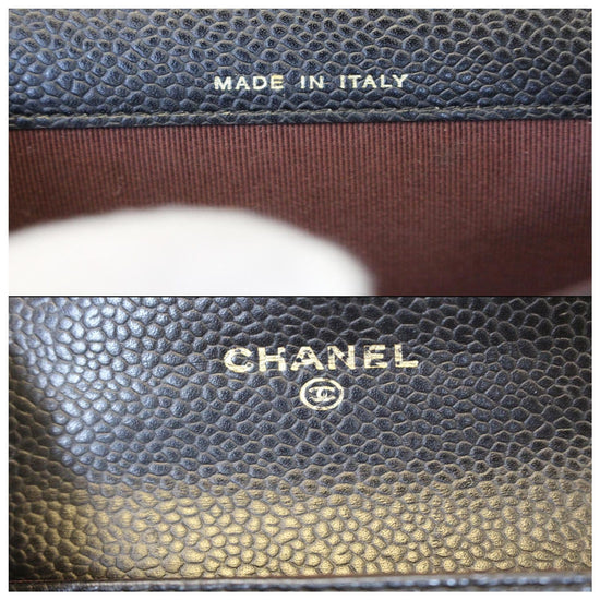 CHANEL Flap Caviar Leather Card Holder Black