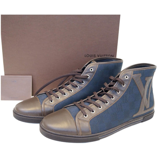 LOUIS VUITTON High Top Damier Geant Sneakers Navy US 13