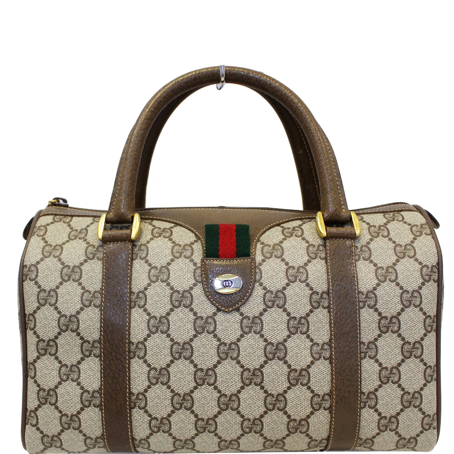 GUCCI Boston Doctor GG Canvas Satchel Handbag Taupe-US