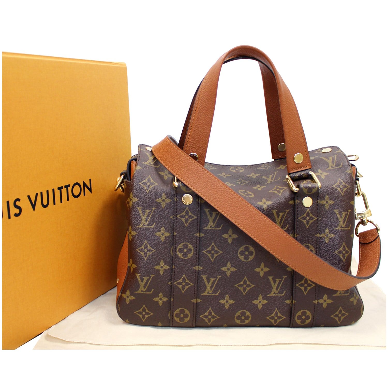 LOUIS VUITTON Manhattan NM Monogram Canvas Shoulder Bag Caramel