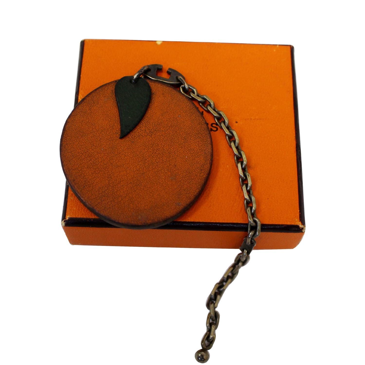 Shopping bag charm leather bag charm Hermès Orange in Leather