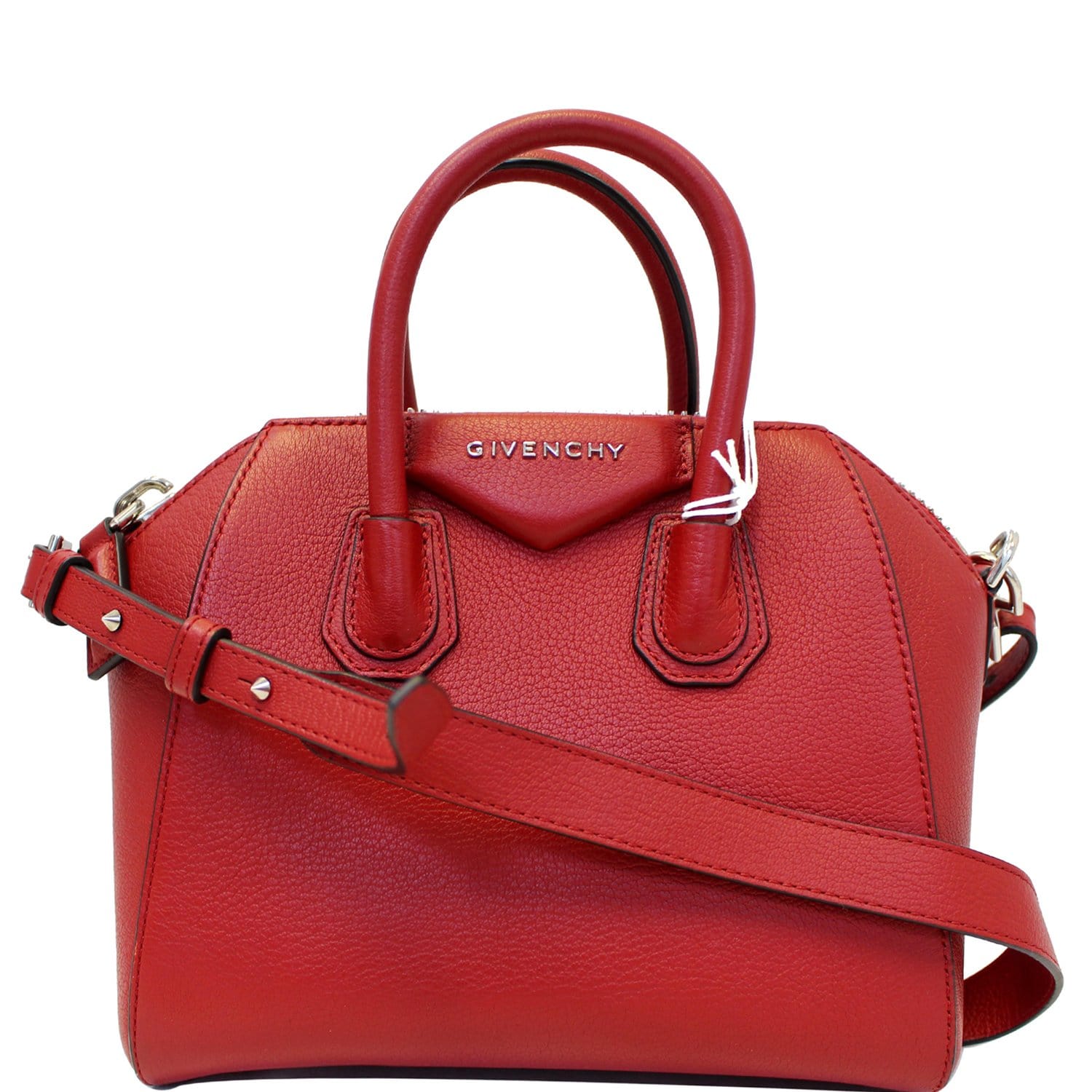 GIVENCHY Mini Antigona Goatskin Leather Shoulder Bag Red