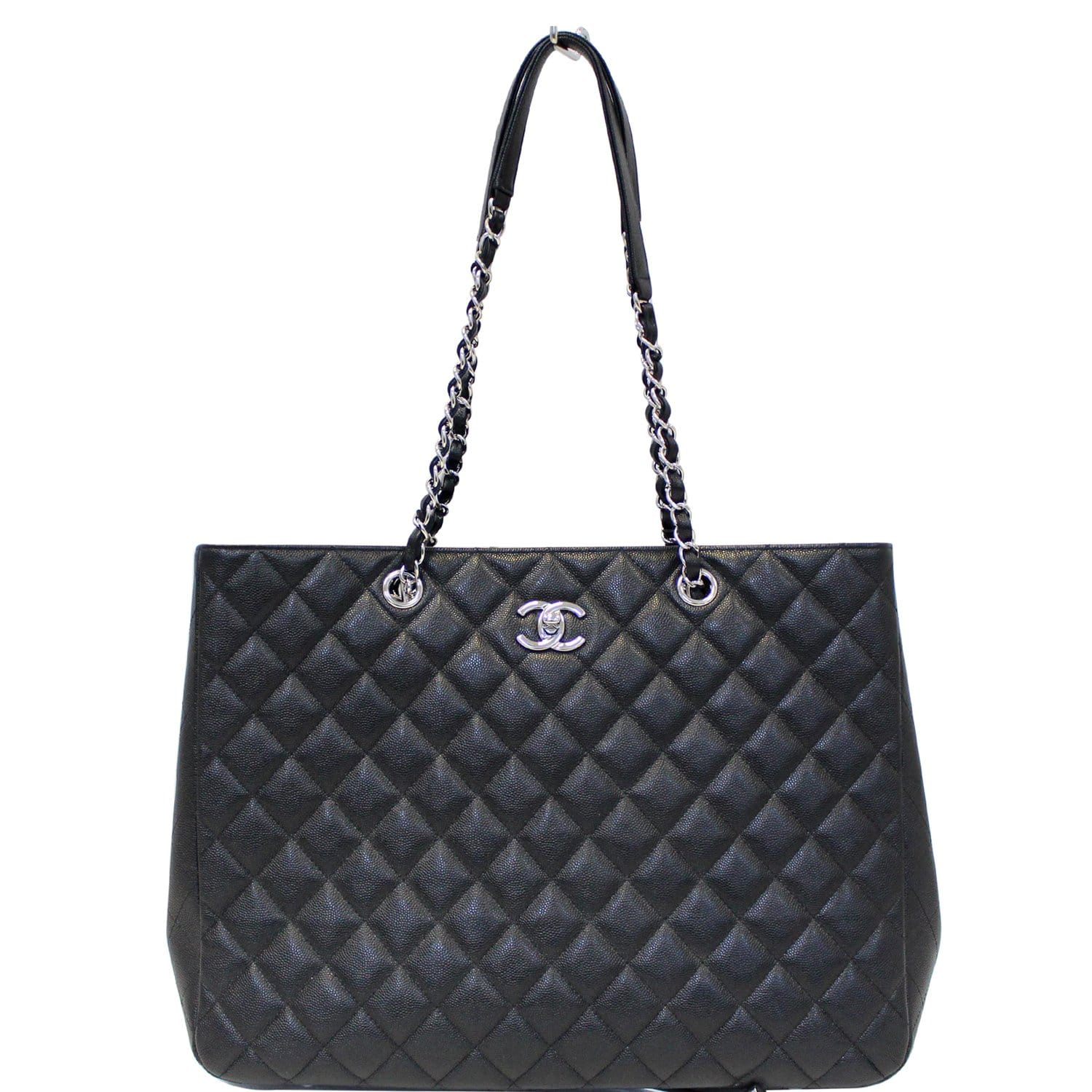 CHANEL Large Classic Caviar Leather Tote Bag Black-US