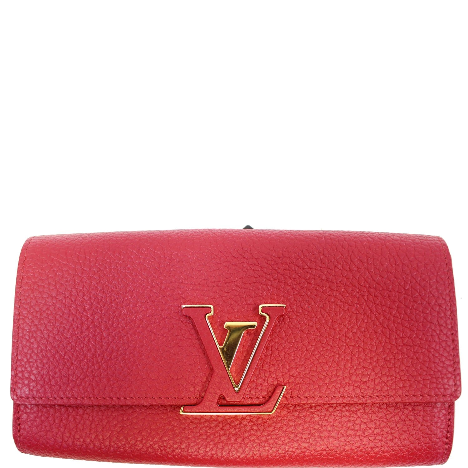 LOUIS VUITTON Capucines Taurillon Compact Leather Wallet Magnolia - La