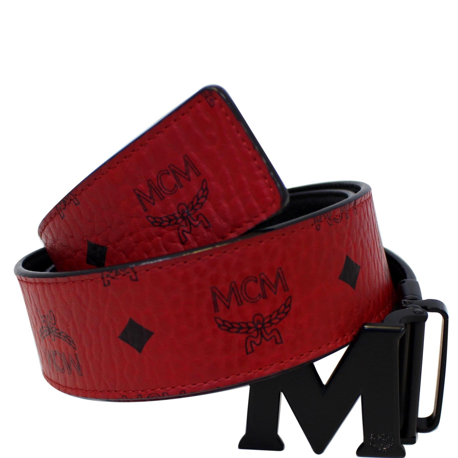 MCM Belt - Reversible - Red With Gold Buckle – Dabbous