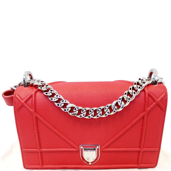 Christian Dior Diorama Flap Bag Studded Leather Small Red 2203916