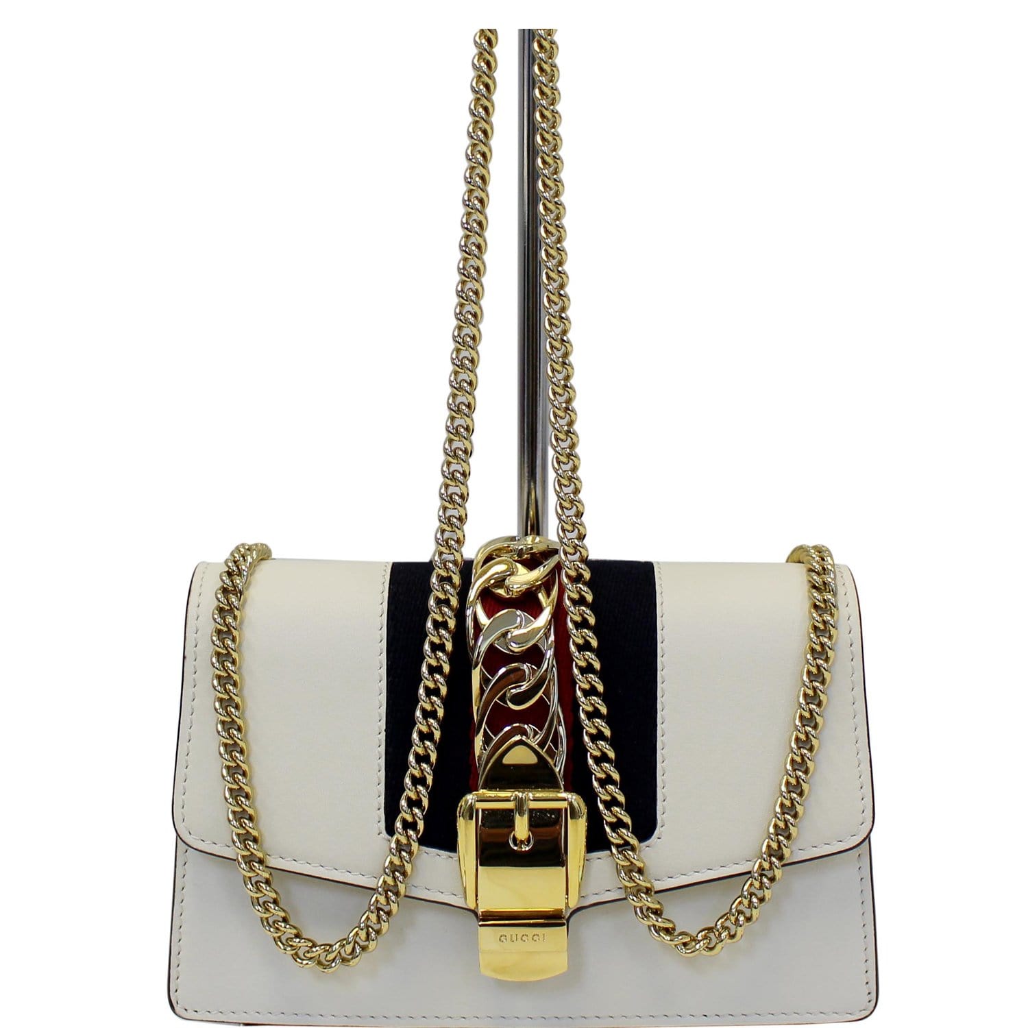 Gucci Calfskin Super Mini Sylvie Chain Shoulder Bag Black