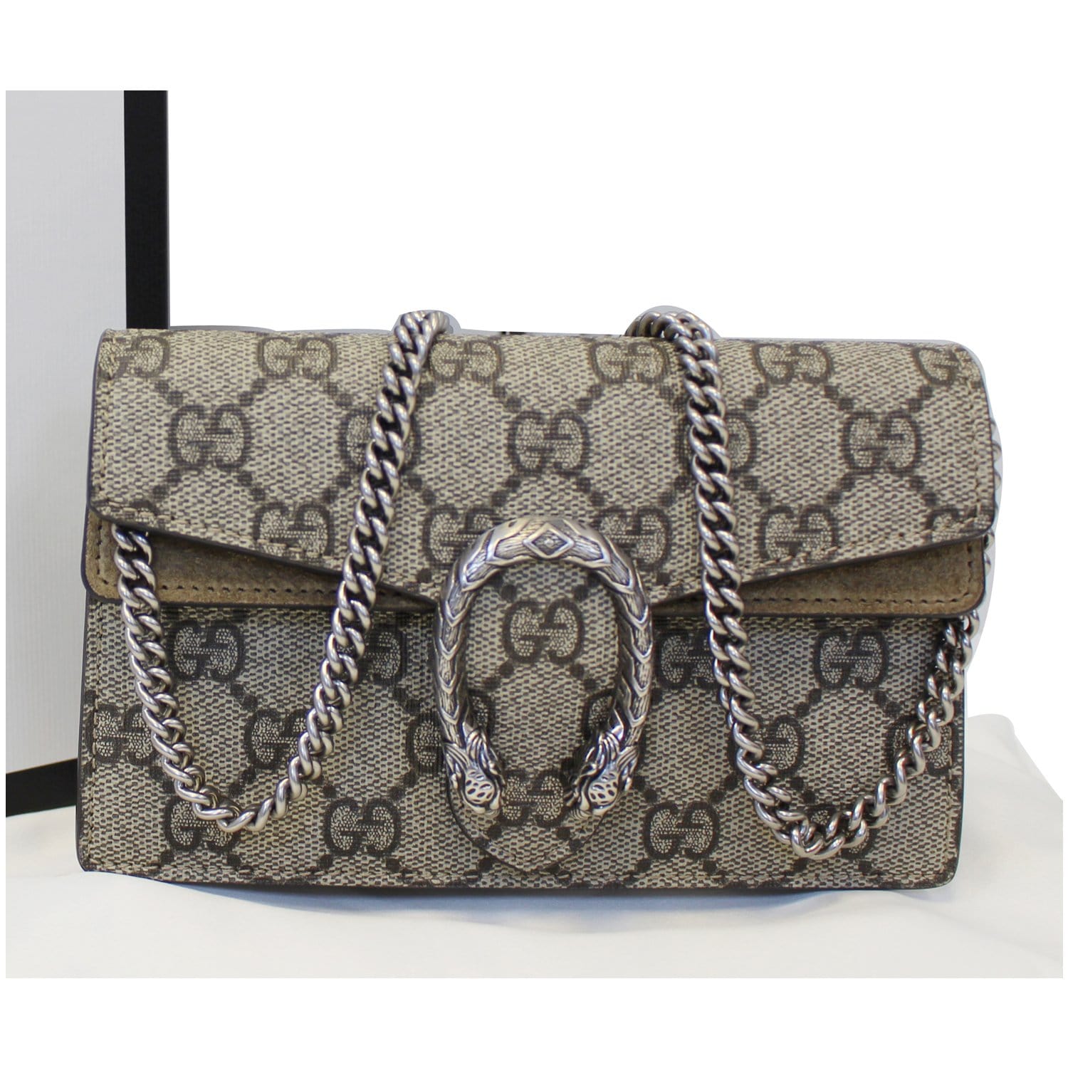 GUCCI Dionysus Mini GG Supreme Canvas Shoulder Crossbody Bag Taupe-US