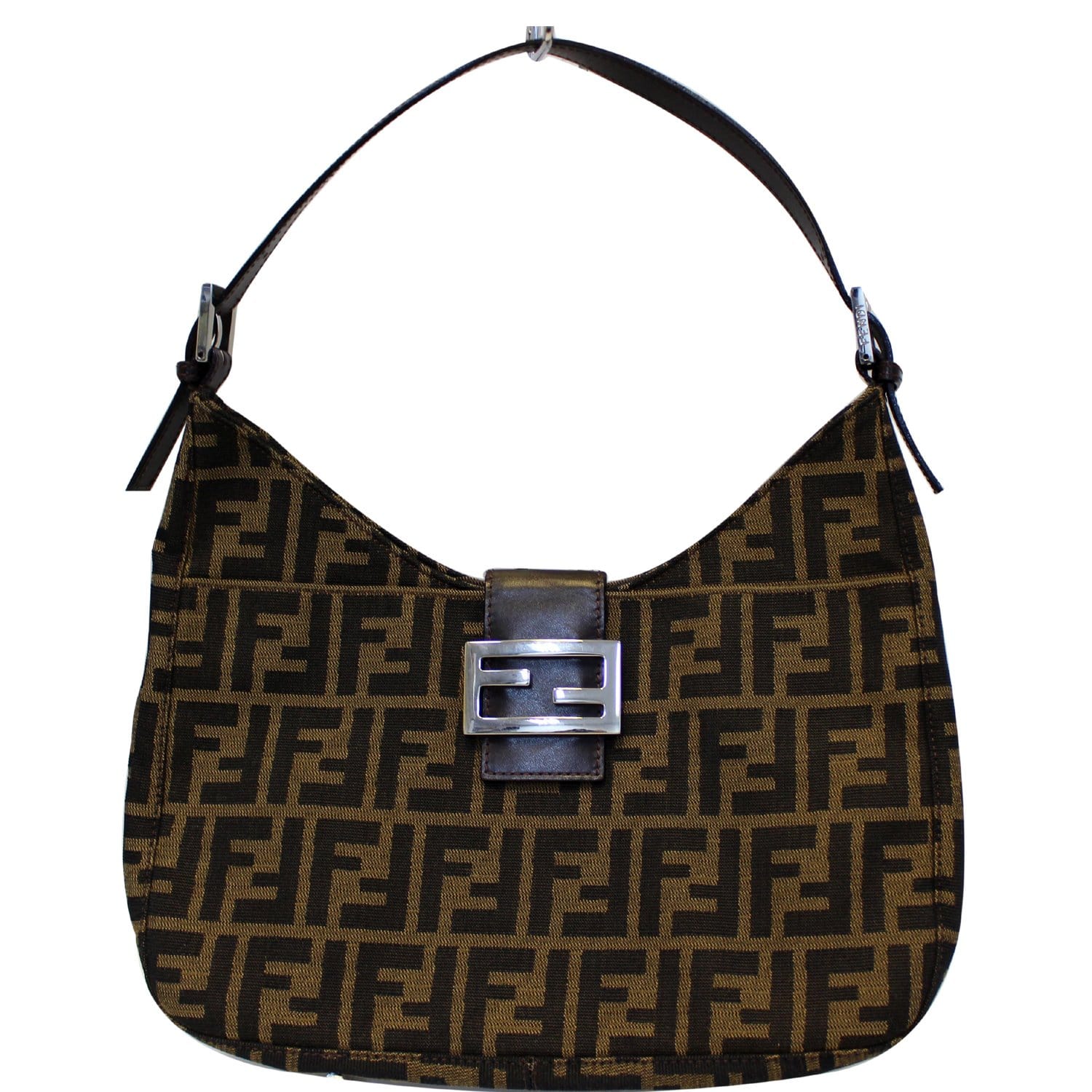 FENDI Zucca Canvas Hobo Shoulder Bag Brown-US