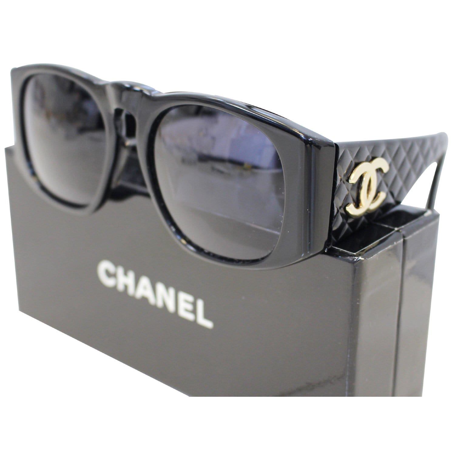 Vintage Chanel Sunglasses  Black and Brown Lambskin Quilted  SOLD   Cabana Eyewear  Palm Springs CA