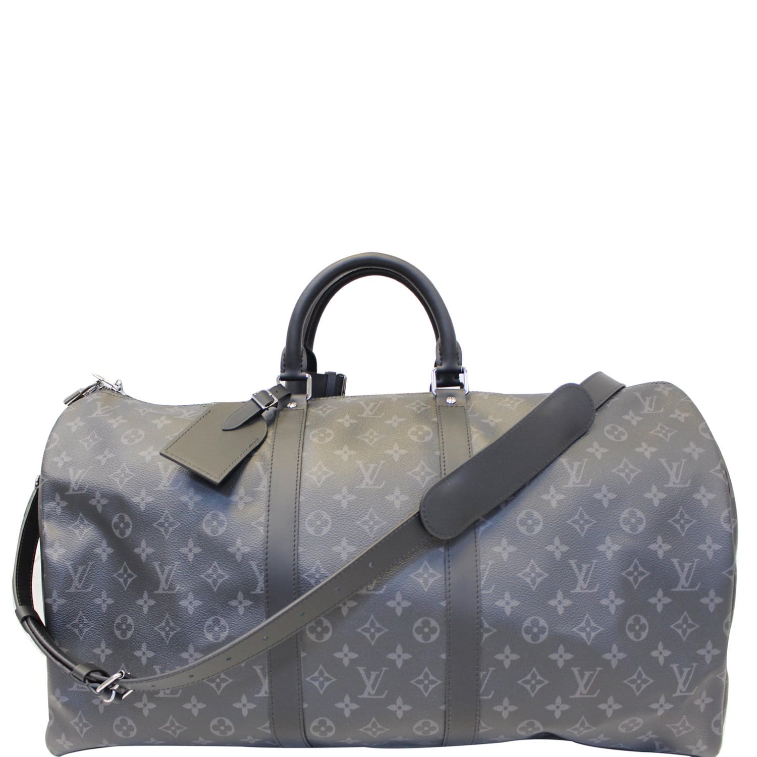 LOUIS VUITTON Keepall 55 Bandouliere Monogram Eclipse Travel Bag Black/Grey -US