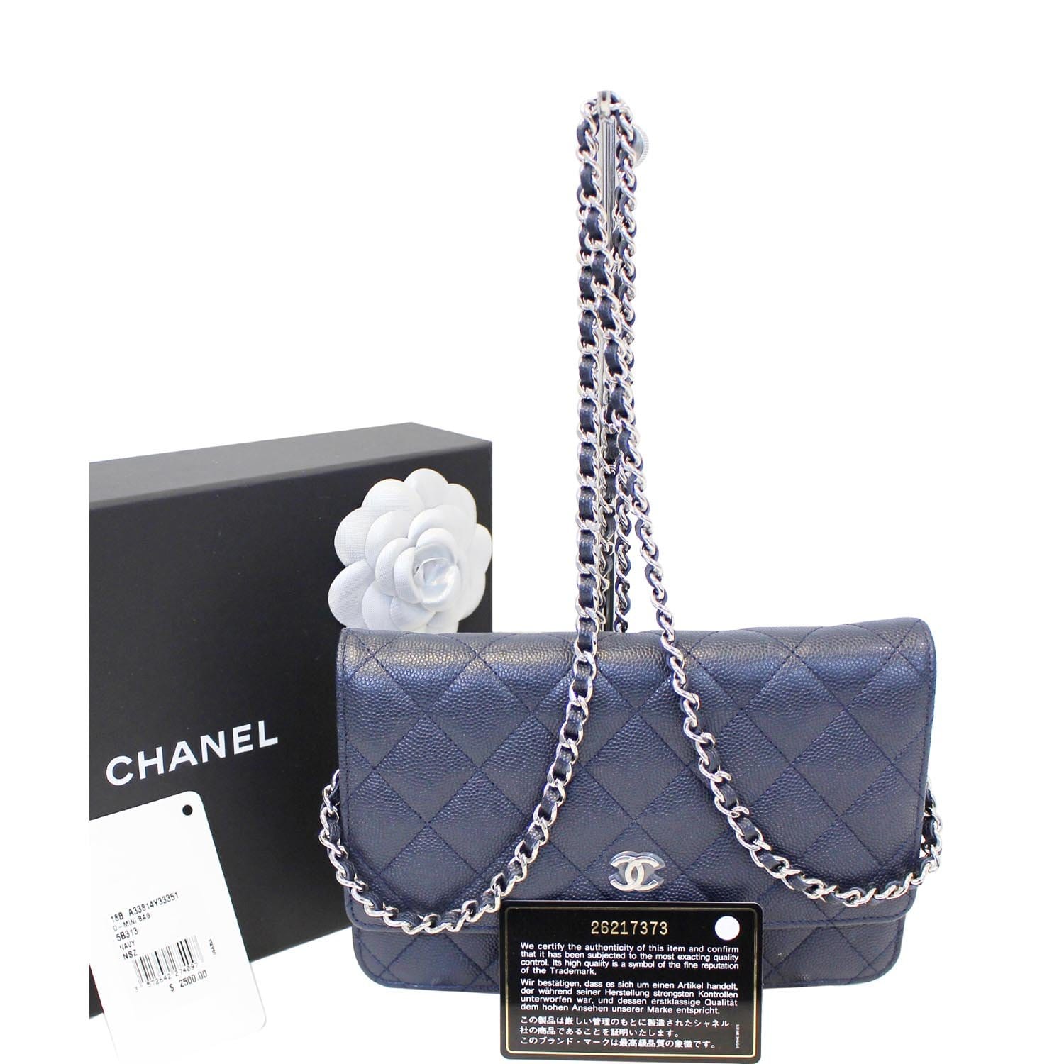 Chanel woc woman flap chain bag caviar leather blue