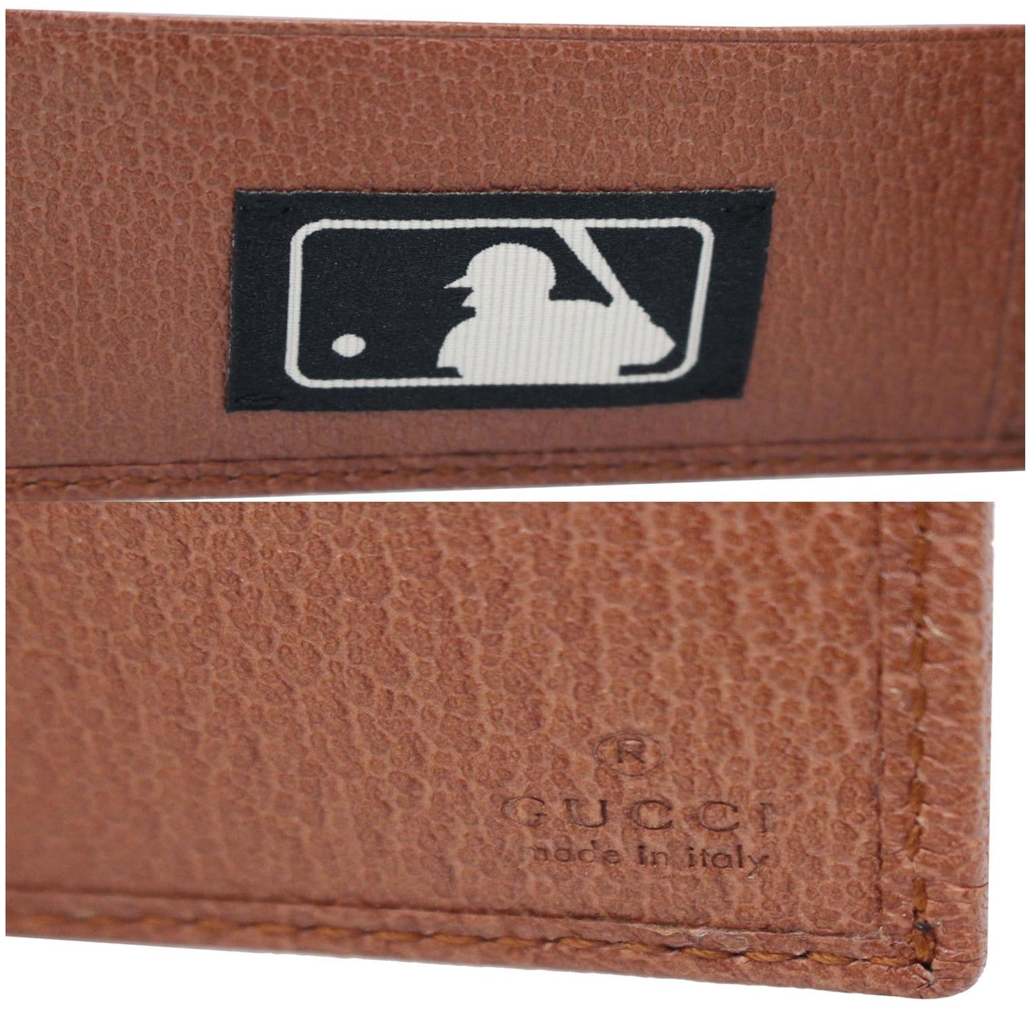 GUCCI NY New York Yankees Patch GG Canvas Bifold Wallet Brown 547787-US