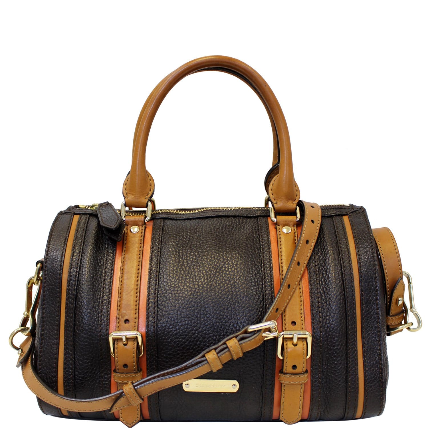 Burberry Brown Leather Bowling Bag