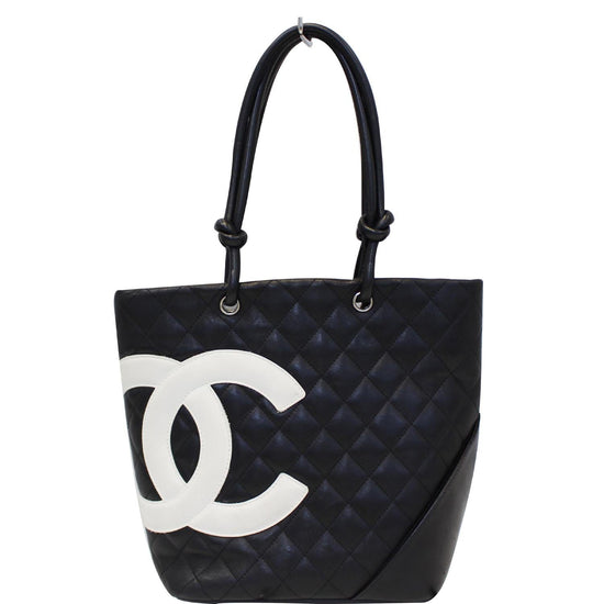 Chanel Classic Cambon Black tote with Pink interior lining Vintage