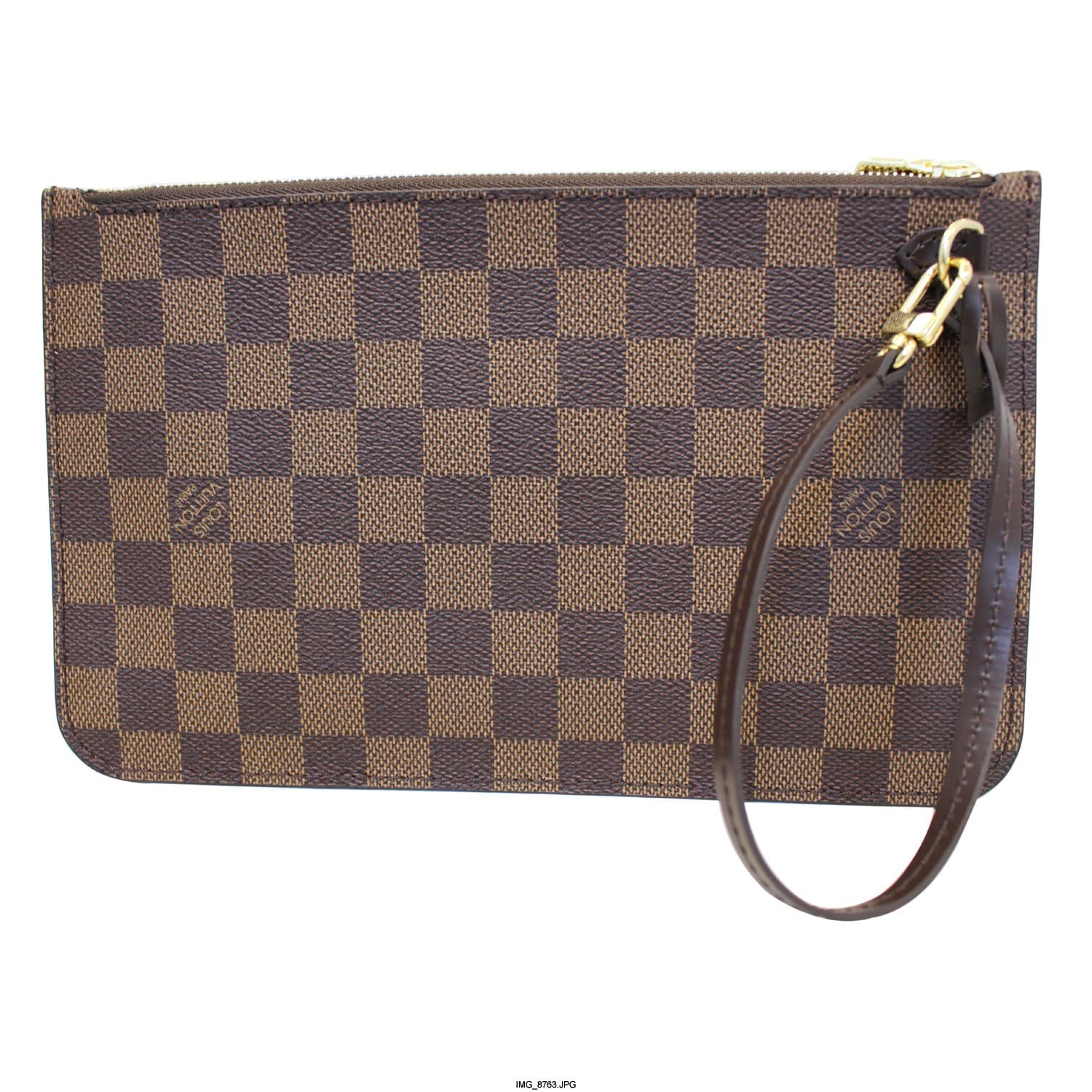 LOUIS VUITTON Neverfull MM Damier Azur Pochette Wristlet Pouch