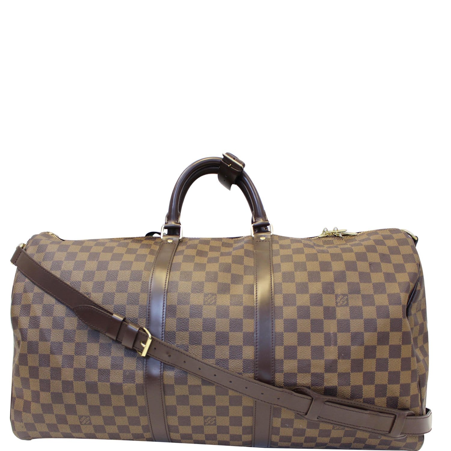 Louis Vuitton Keepall Bandouliere 55 Damier Ebene Travel Bag Brown