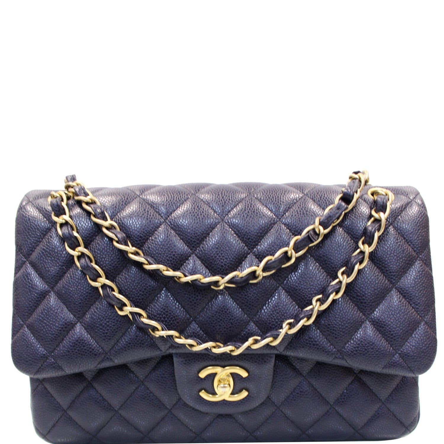 Chanel Navy Blue Jumbo Caviar Classic Double Flap Bag SHW