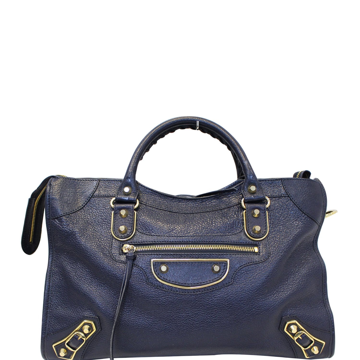Balenciaga Blue Pebbled Leather Ville XXS Logo Crossbody Bag  Yoogis  Closet