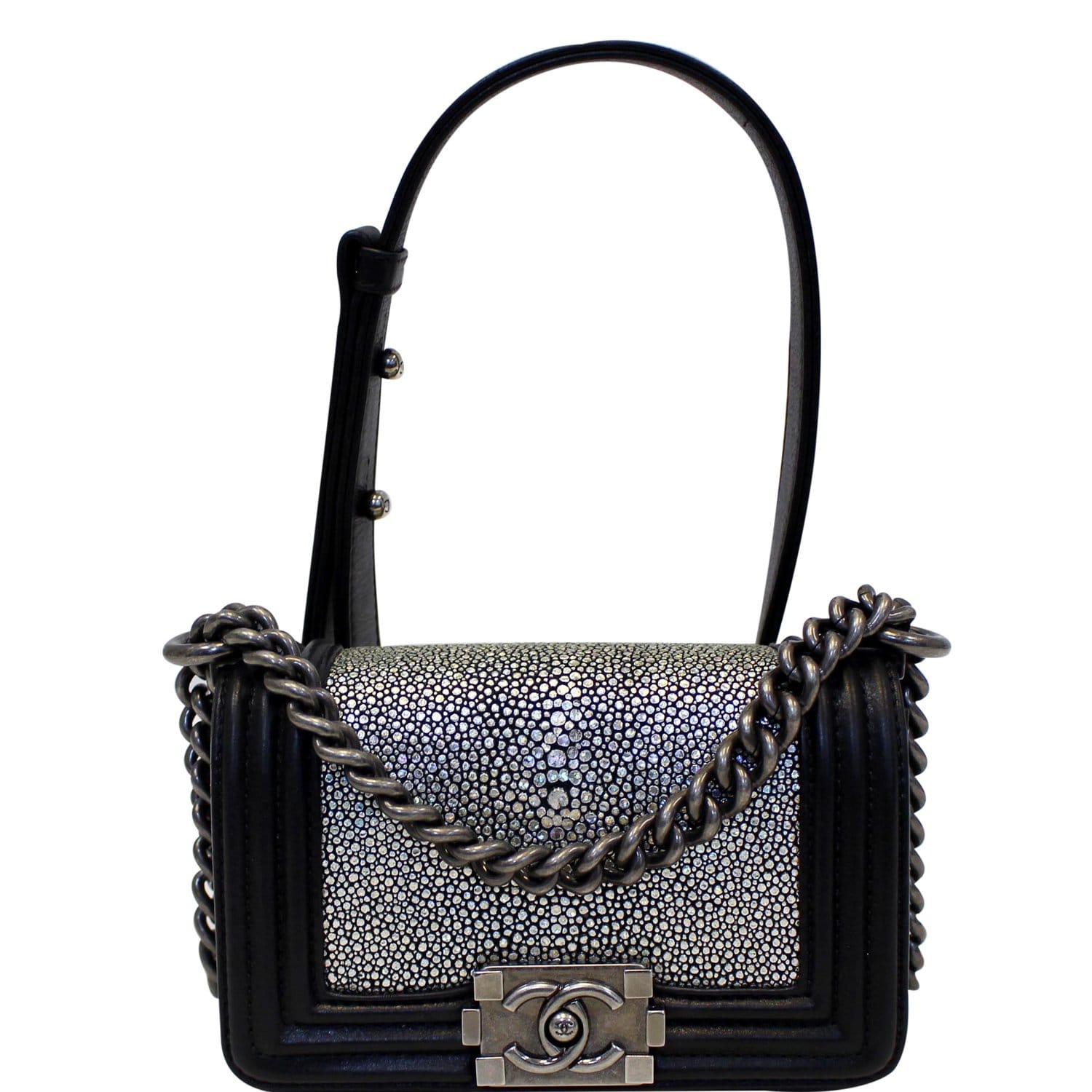 Chanel Black Quilted Lambskin And Green Stingray Small Boy Bag Silver  Hardware, 2012 Available For Immediate Sale At Sotheby's