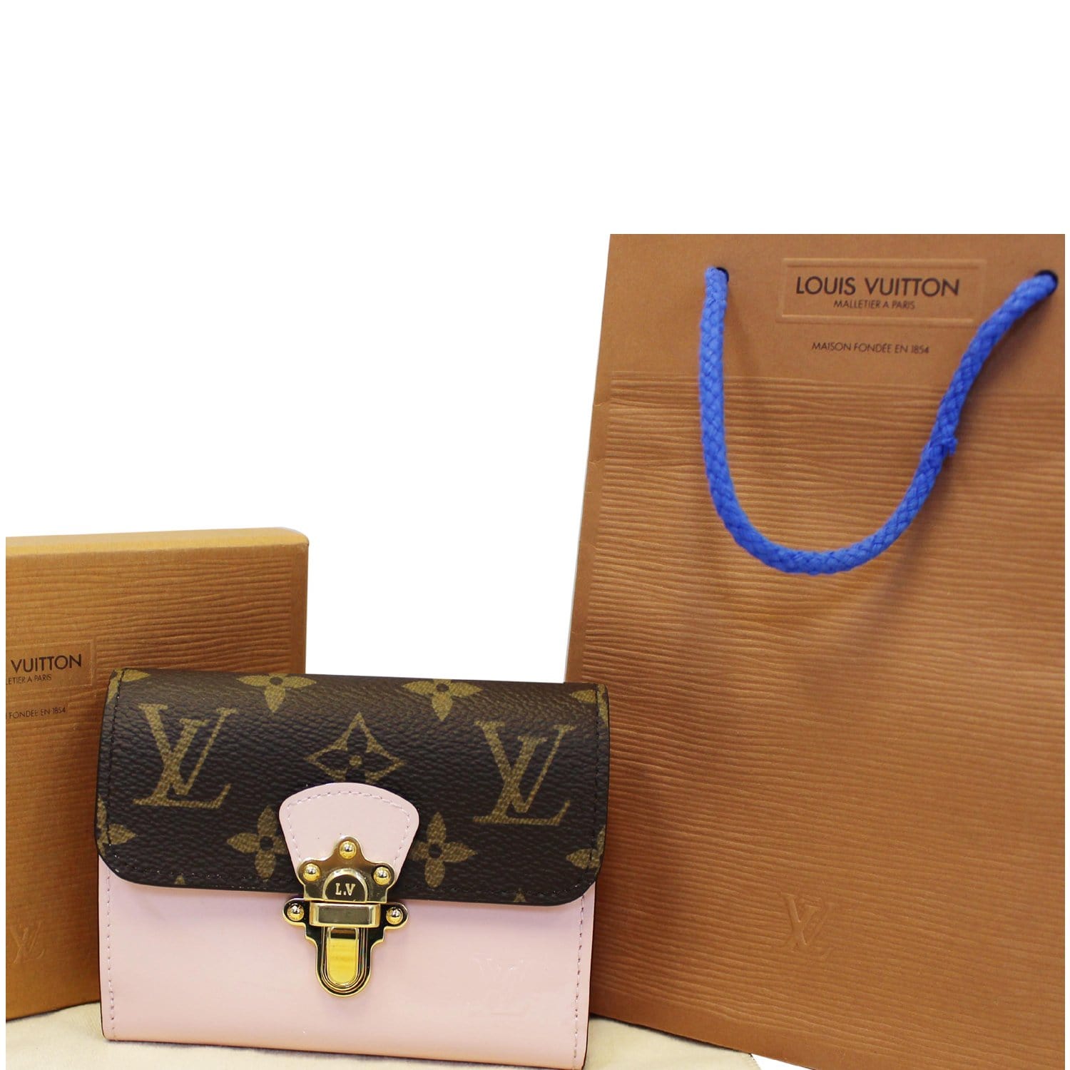 LOUIS VUITTON Cherrywood Compact Wallet Rose Ballerine-US