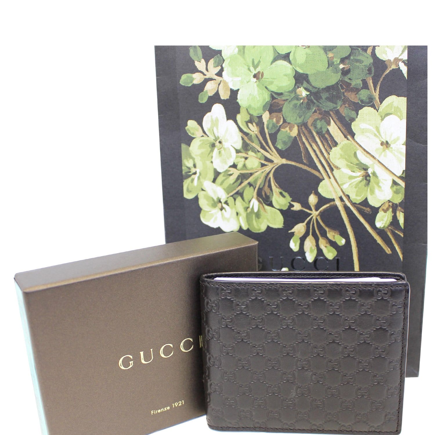 GUCCI Micro Guccissima Large Bi-fold Leather Wallet Black 292534 - 25%