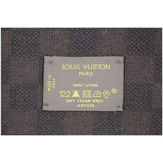 NEW LOUIS VUITTON DAMIER SCARF IN BLACK WOOL 168 x 28 CM NEW WOOL