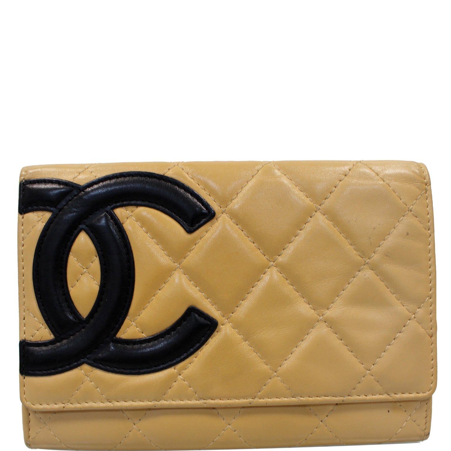 Chanel Calfskin Quilted Cambon Pochette Beige